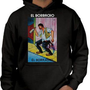 El Borracho Hooded Loteria Tee Shirts Mexican Bingo Drunk Funny